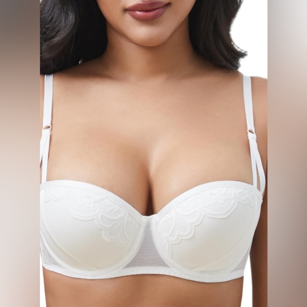 🎁New with Tags/Bag Zossav White Lace Demi push-up Bra- 38D